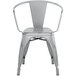 Lancaster Table & Seating Alloy Series Distressed Silver Metal Indoor / Outdoor Industrial Cafe Arm Chair Main Thumbnail 4