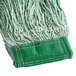A green Rubbermaid Super Stitch wet mop head with white stitching.