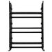 A black metal rack with three shelves.