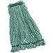 A green Rubbermaid Web Foot microfiber wet mop head with a white background.