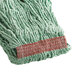 A green Rubbermaid wet mop head with a red stripe.
