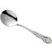 An Acopa Capulet stainless steel bouillon spoon with a handle.