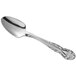 An Acopa Capulet stainless steel demitasse spoon with a handle.