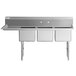Regency 78 1/2" 16 Gauge Stainless Steel Three Compartment Commercial Sink with Stainless Steel Legs, Cross Bracing, and 1 Drainboard - 18" x 18" x 14" Bowls - Left Drainboard Main Thumbnail 5