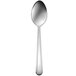 A Delco Dominion III stainless steel oval soup/dessert spoon with a silver handle.