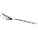 A close-up of a Delco Windsor III stainless steel spoon with a silver handle.