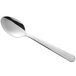 A Delco Windsor III stainless steel oval soup/dessert spoon with a silver handle.