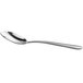 A close-up of a Delco Windsor III stainless steel teaspoon with a silver handle.