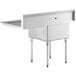 A Regency stainless steel one compartment sink with a right drainboard and galvanized steel legs.