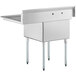 A Regency stainless steel one compartment sink with right drainboard and galvanized steel legs.