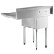 A Regency stainless steel one compartment sink with galvanized steel legs.