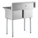 Regency 43" 16 Gauge Stainless Steel Two Compartment Commercial Sink with Galvanized Steel Legs - 18" x 18" x 14" Bowls Main Thumbnail 4