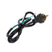 An Avantco black power cord with a black plug and white and blue wires.