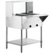 An Avantco stainless steel commercial steam table with an undershelf and sneeze guard.