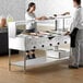 Avantco STE-5SG Five Pan Open Well Electric Steam Table with Undershelf, Overshelf, and Sneeze Guard - 208/240V, 3750W Main Thumbnail 1