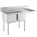 A Regency stainless steel sink with two compartments and a right drainboard.