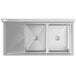 Regency 58 1/2" 16-Gauge Stainless Steel Two Compartment Commercial Sink with Galvanized Legs and 1 Drainboard - 18" x 24" x 14" Bowls Main Thumbnail 5
