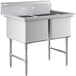 Regency 43" 16 Gauge Stainless Steel Two Compartment Commercial Sink with Stainless Steel Legs and Cross Bracing - 18" x 24" x 14" Bowls Main Thumbnail 3