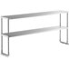 A silver stainless steel ServIt double overshelf with two shelves.