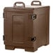 A brown Carlisle Cateraide front loading insulated food pan carrier with handles.