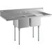 Regency 70" 16 Gauge Stainless Steel Two Compartment Commercial Sink with Galvanized Steel Legs and 2 Drainboards - 16" x 20" x 12" Bowls Main Thumbnail 1