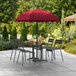 Lancaster Table & Seating 6' Red Push Lift Umbrella with 1 1/4" Steel Pole Main Thumbnail 1