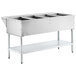 A ServIt stainless steel electric steam table with adjustable undershelf on a counter in a school kitchen.