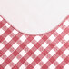 A white background with a red and white checkered table cover.