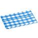 A Choice royal blue gingham vinyl table cover with a white gingham checkered pattern.