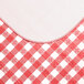 A red and white checkered Choice vinyl table cover with a white border.