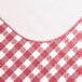 A white background with a red and white checkered tablecloth.
