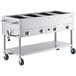 A stainless steel Backyard Pro steam table with four pans inside.