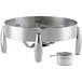 A silver Acopa Manchester round chafer stand with legs.