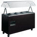 A black Vollrath 4-well hot food cart with a clear cover.