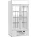 A white Beverage-Air marketmax freezer with glass doors.