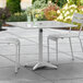 Lancaster Table & Seating 36" x 36" Silver Powder-Coated Aluminum Dining Height Outdoor Table with Umbrella Hole Main Thumbnail 1