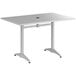 Lancaster Table & Seating 32" x 48" Silver Powder-Coated Aluminum Dining Height Outdoor Table with Umbrella Hole Main Thumbnail 2