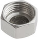 A Fryclone stainless steel nut with a metal cap.