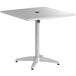 Lancaster Table & Seating 32" x 32" Silver Powder-Coated Aluminum Dining Height Outdoor Table with Umbrella Hole Main Thumbnail 3