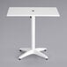 Lancaster Table & Seating 24" x 32" White Powder-Coated Aluminum Dining Height Outdoor Table with Umbrella Hole Main Thumbnail 5