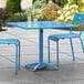 Lancaster Table & Seating 36" x 36" Blue Powder-Coated Aluminum Dining Height Outdoor Table with Umbrella Hole Main Thumbnail 1