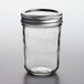 Choice 8 oz. Half-Pint Regular Mouth Glass Canning / Mason Jar with Silver Metal Lid and Band - 12/Pack Main Thumbnail 3