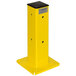 A yellow Bluff Manufacturing Tuff Guard tube corner post with holes and black base.