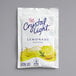 A white Crystal Light packet with blue and yellow text for lemonade mix.