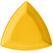 A yellow triangle shaped Tuxton Concentrix china plate.