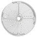 A Robot Coupe 1/16" grating / shredding disc, a circular metal object with holes.