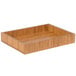 A Cal-Mil bamboo display tray with a wooden surface and square edges.