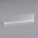 A clear rectangular glass shelf with a white border.