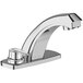 A silver Sloan Optima Bluetooth deck-mounted faucet with a white background.