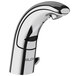 A silver Sloan Optima Bluetooth deck mounted faucet with a black sensor.
